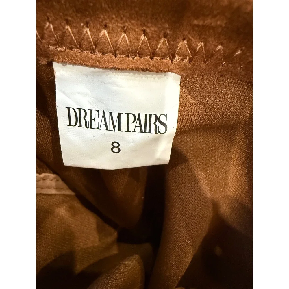 Dream‎ Pairs Women Brown Suede Block Heel Over The Knee Boots Size 8